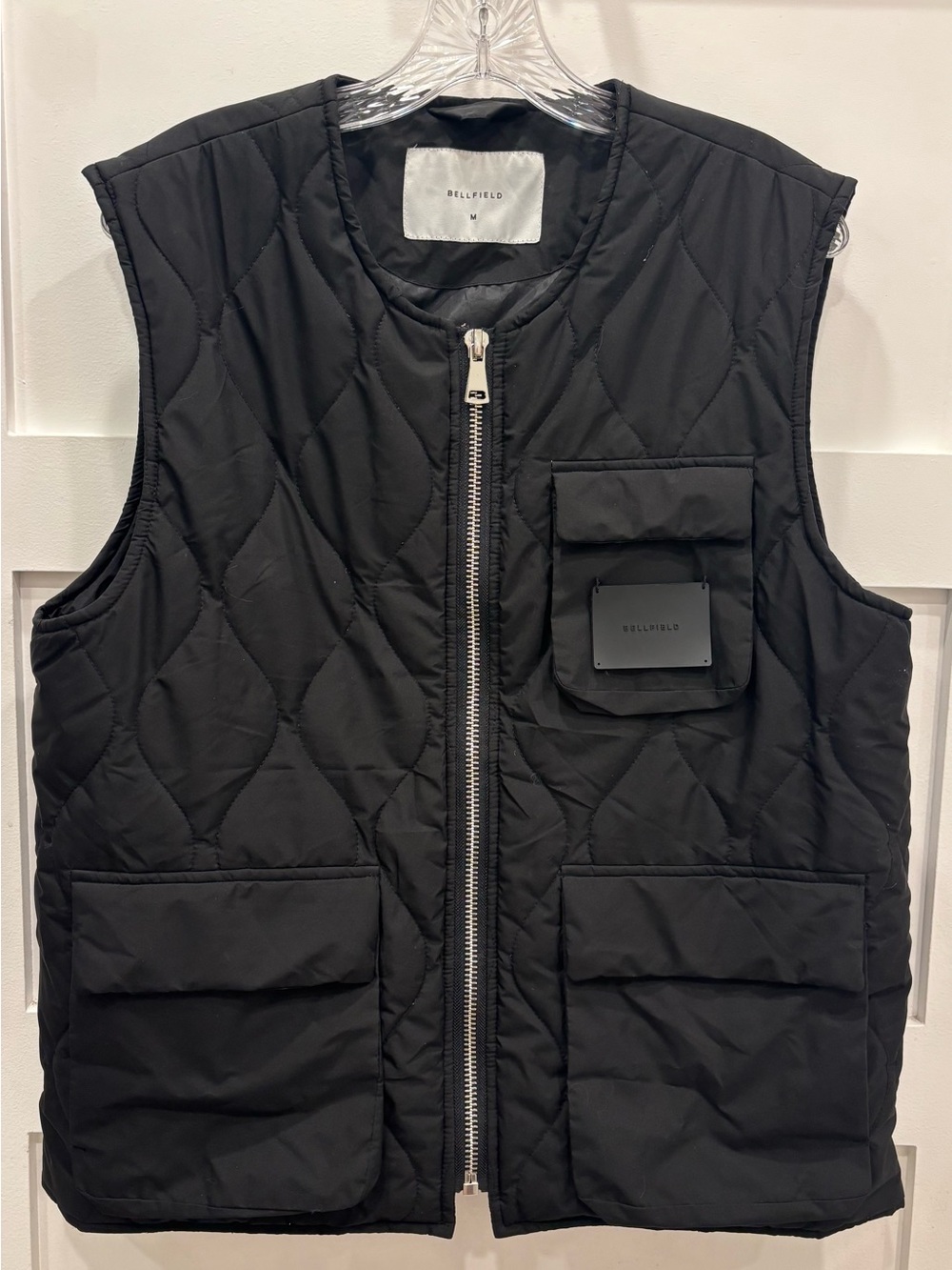 Bellfield Black Quilted Utility Vest with Front Pockets